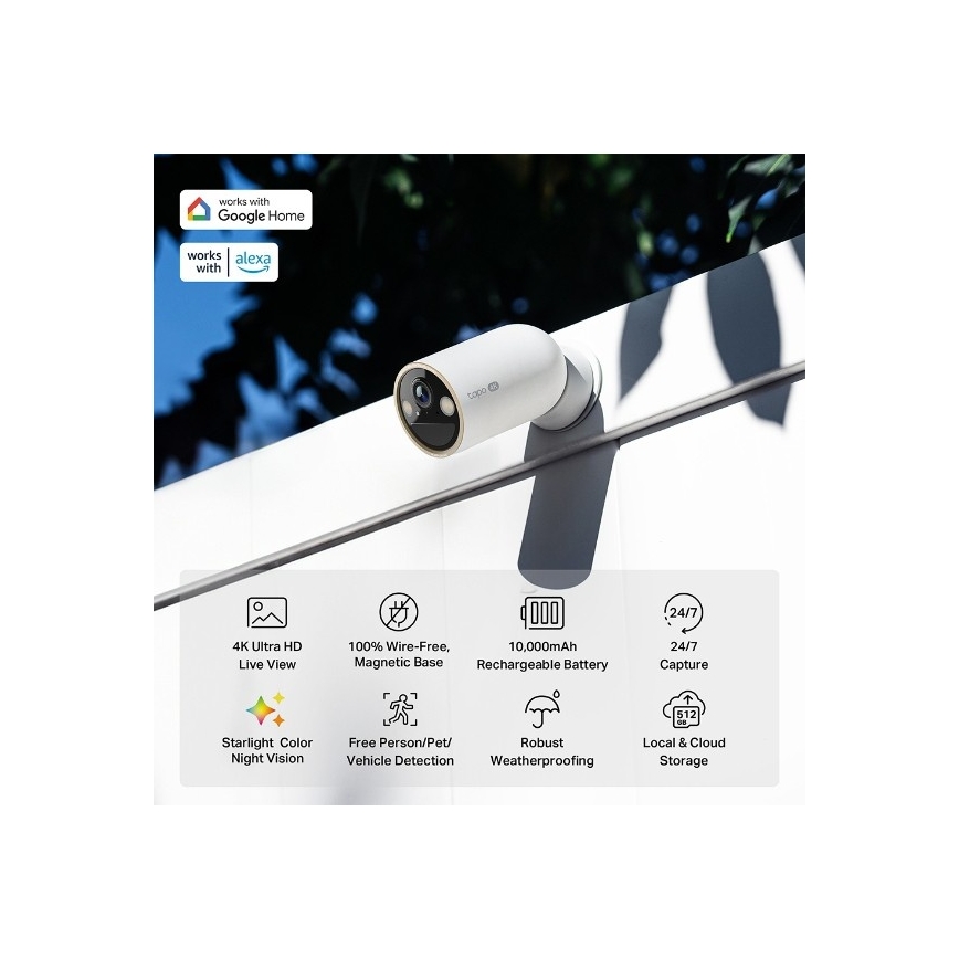 TP-Link - Buitencamera met sensor, 10000 mAh batterij, IP66, Wi-Fi