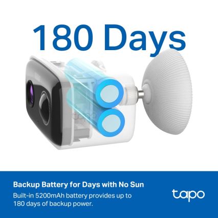 TP-Link - Caméra solaire intelligente 5200 mAh 5V IP65 Wi-Fi