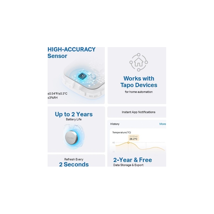 TP-Link - Capteur intelligent de température et d'humidité 1xCR2450