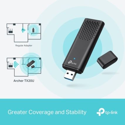 TP-Link - Dualband draadloze USB-adapter met Wi-Fi 6 Archer TX20U