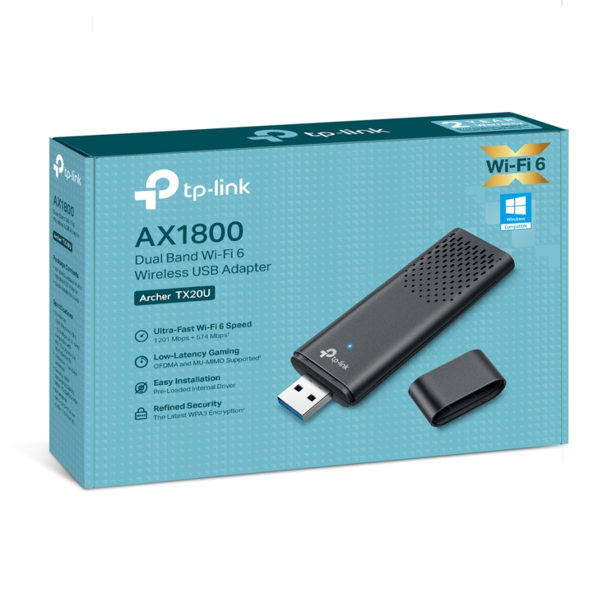 TP-Link - Dualband draadloze USB-adapter met Wi-Fi 6 Archer TX20U