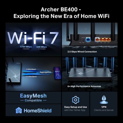TP-Link - Routeur bi-bande Wi-Fi 7 Archer BE400