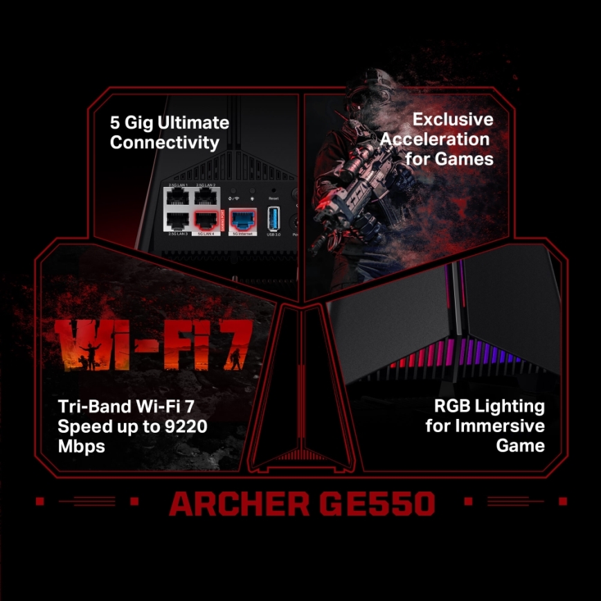 TP-Link - Routeur gaming tri-bande Wi-Fi 7 Archer GE550