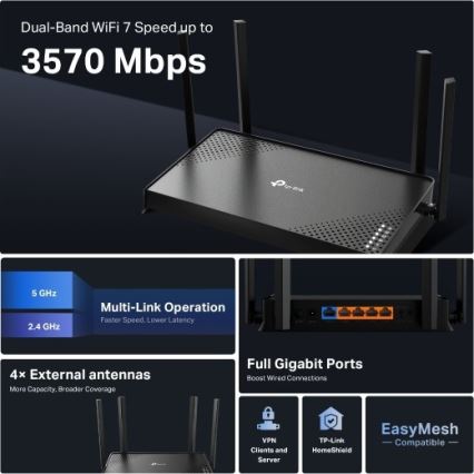 TP-Link - Routeur Wi-Fi 7 bi-bande Archer BE220
