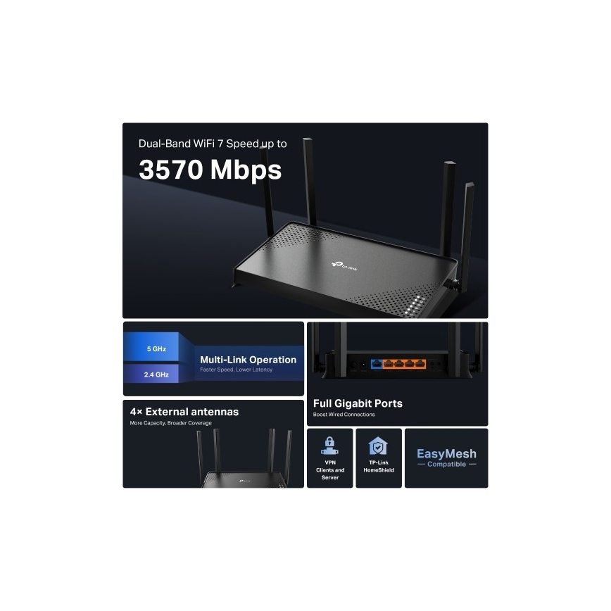 TP-Link - Routeur Wi-Fi 7 bi-bande Archer BE220