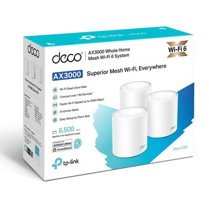 TP-Link - Set van 3 Deco X50 Wi‑Fi 6 meshnodes voor het hele huis