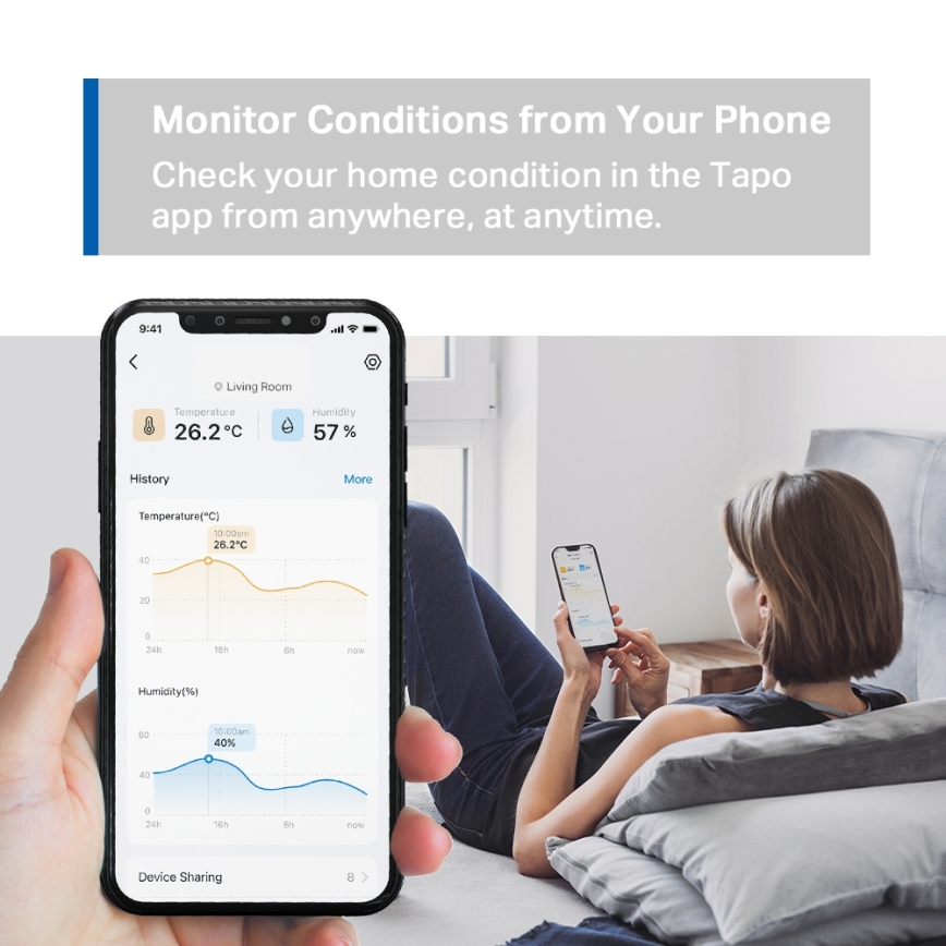 TP-Link - Slimme monitor voor het meten van temperatuur en luchtvochtigheid 2xAAA Wi-Fi