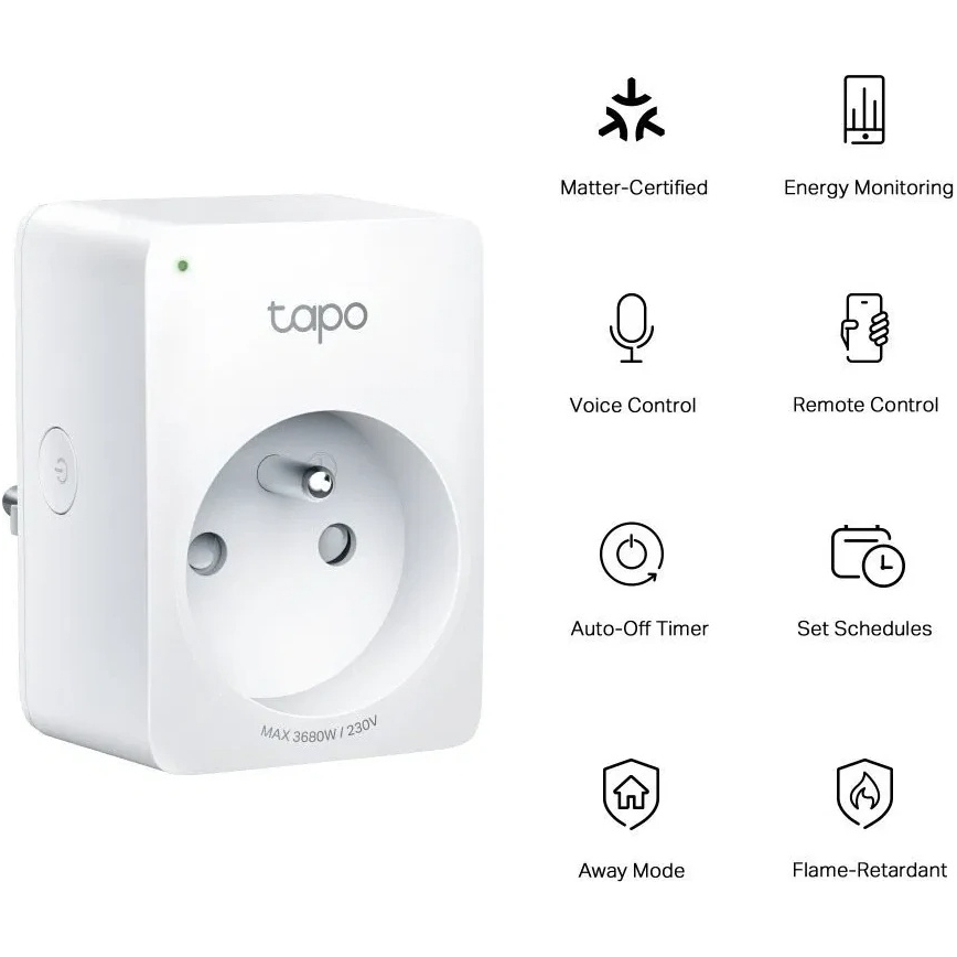 TP-Link - Slimme stekker E MATTER 3680W Wi-Fi