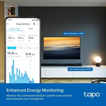 TP-Link - Slimme stekker E MATTER 3680W Wi-Fi