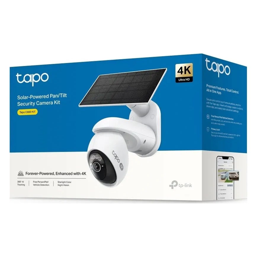 TP-Link - Zonnecamera voor buiten met sensor, IP65, Wi-Fi