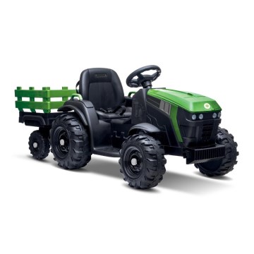 Tracteur électrique avec remorque 2x30W/7000 mAh noir/vert + télécommande