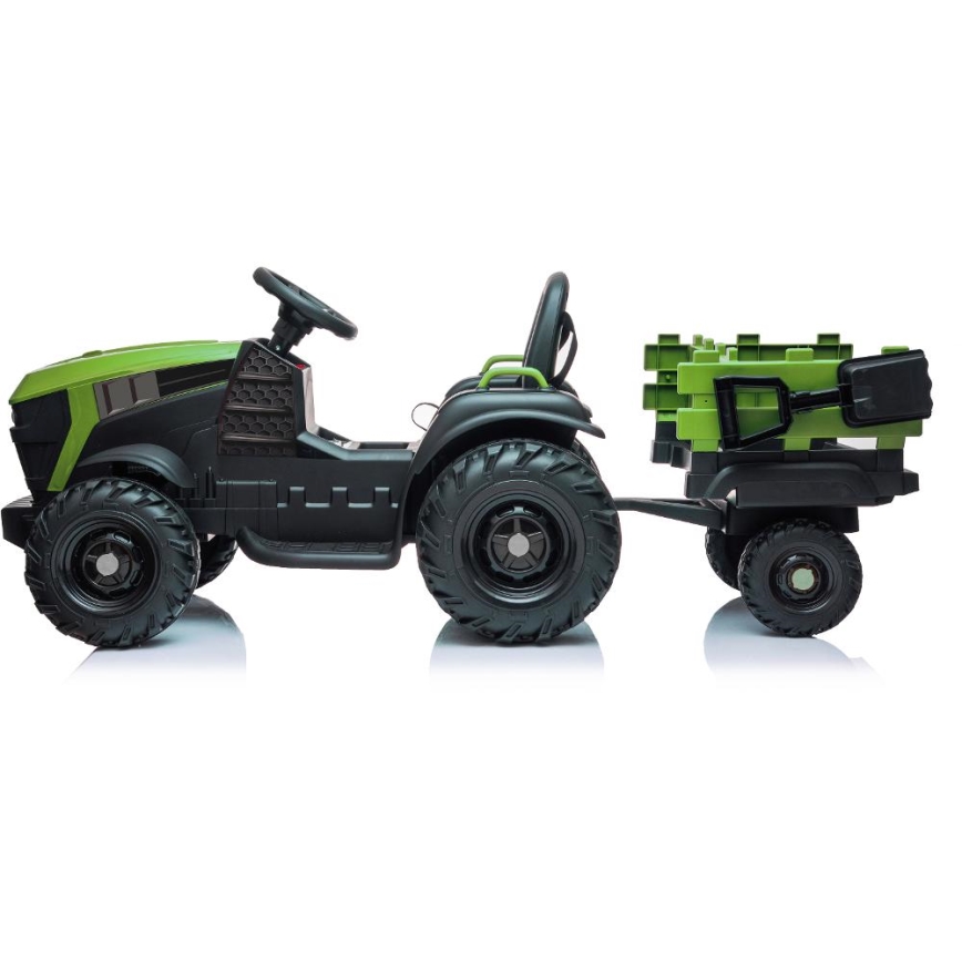 Tracteur électrique avec remorque 2x30W/7000 mAh noir/vert + télécommande