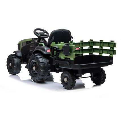 Tracteur électrique avec remorque 2x30W/7000 mAh noir/vert + télécommande