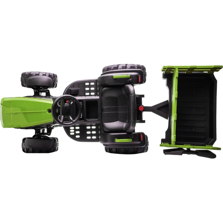 Tracteur électrique avec remorque 2x30W/7000 mAh noir/vert + télécommande