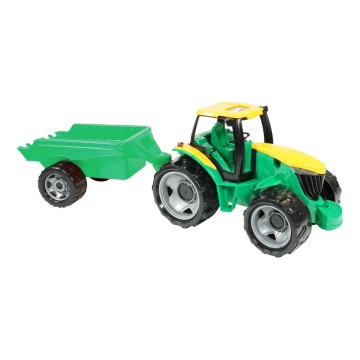 Tractor met aanhanger 71 cm groen/geel