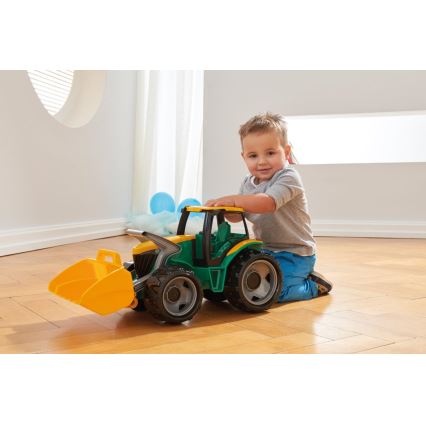 Tractor met voorlader, 65 cm, groen/geel