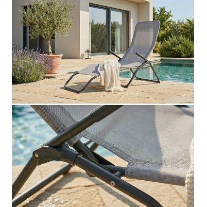 Transat de jardin FIKA 60 x 140 cm gris