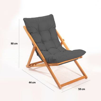 Chaise longue de jardin gris/hêtre