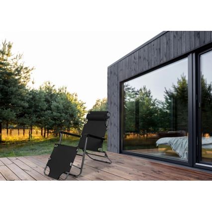 Transat de jardin pliable GRACILIS noir
