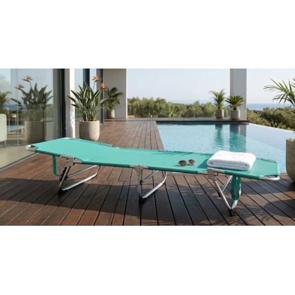 Transat pliant et inclinable SUNO 56x190 cm turquoise