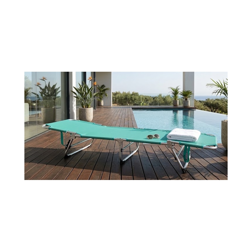 Transat pliant et inclinable SUNO 56x190 cm turquoise