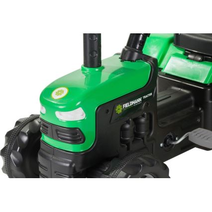 Traptractor met wagen zwart/groen