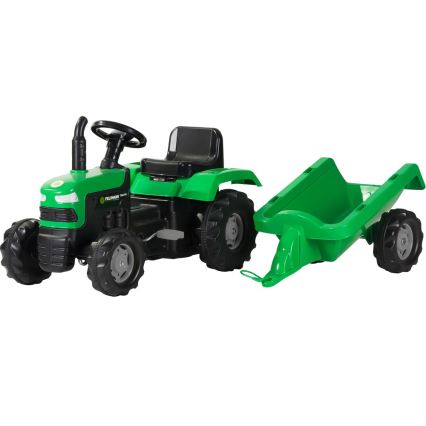 Traptractor met wagen zwart/groen