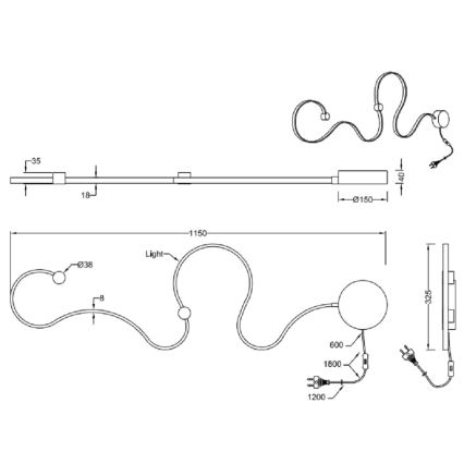 Trio - Applique murale à intensité variable LED SNAKE LED/20W/230V