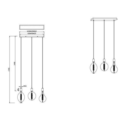 Trio - Dimbare LED Hanglamp aan een koord GINSTER 3xE27/8W/230V