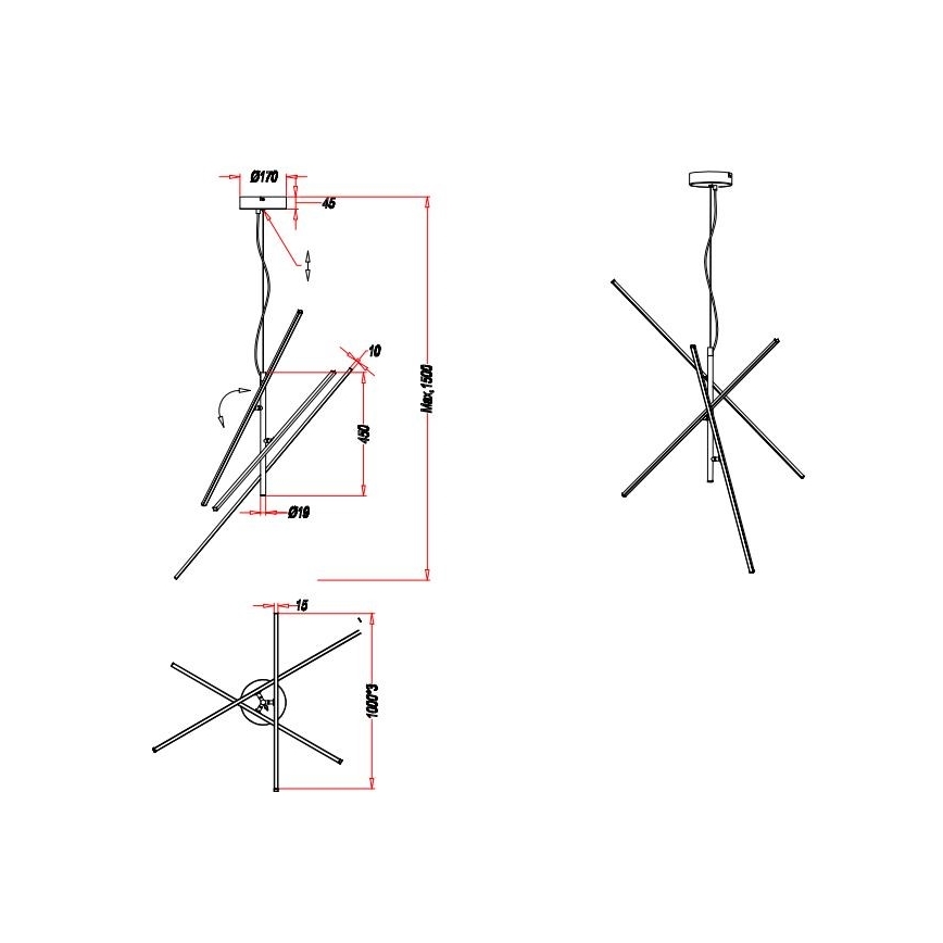 Trio - Dimbare LED Hanglamp aan een koord TIRIAC 3xLED/8,5W/230V