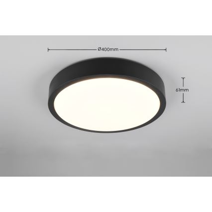 Trio - Dimbare LED-plafondlamp ISEO, 24 W, 230 V, 3000 K, Ø 40 cm, zwart