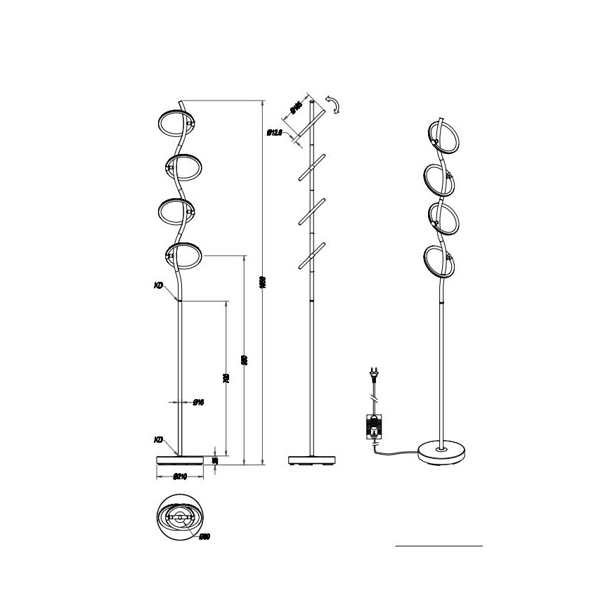 Trio - Dimbare Staande LED Lamp OLYMPUS 4xLED/4,2W/230V
