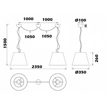 Trio - Hanglamp aan een koord ANDREUS 2xE27/60W/230V