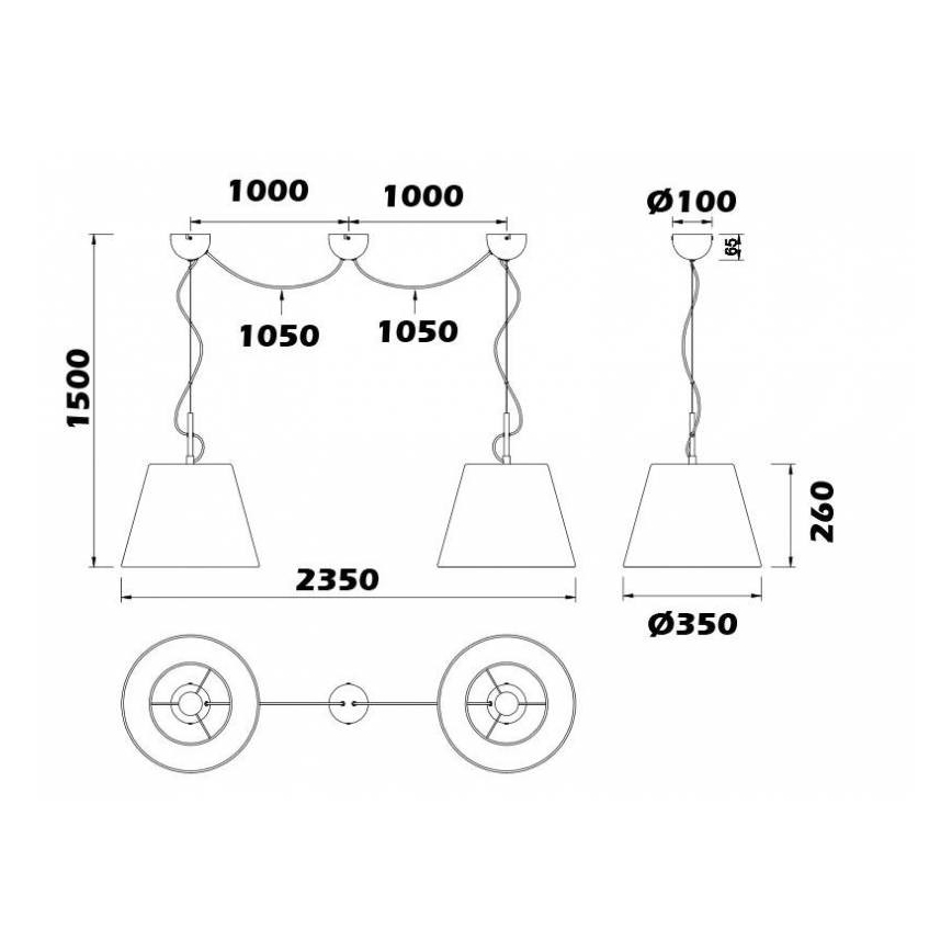 Trio - Hanglamp aan een koord ANDREUS 2xE27/60W/230V