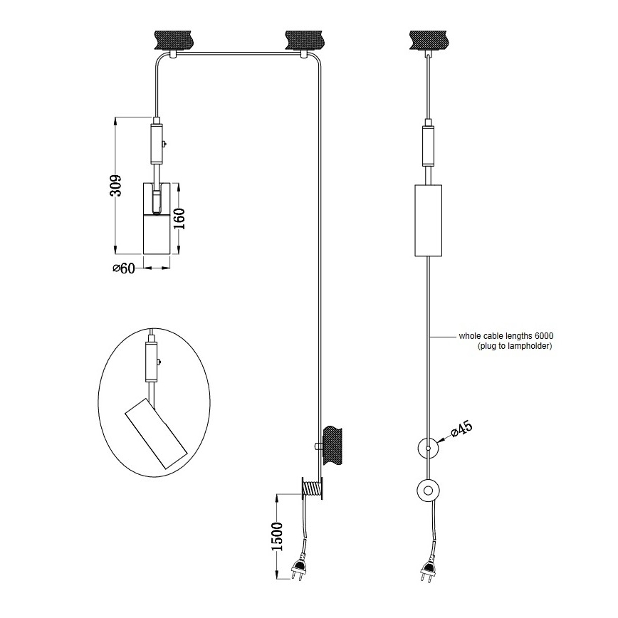 Trio - Hanglamp aan een koord CARLA 1xGU10/35W/230V