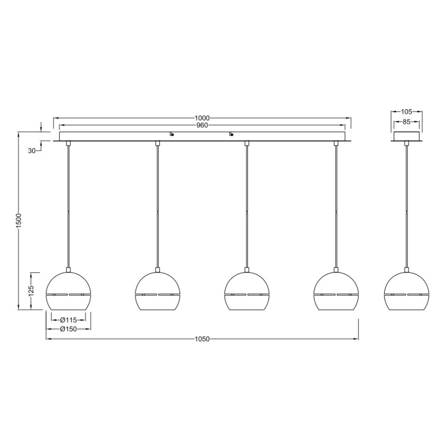 Trio - Hanglamp aan een koord FLETCHER 4xE14/40W/230V mat chroom