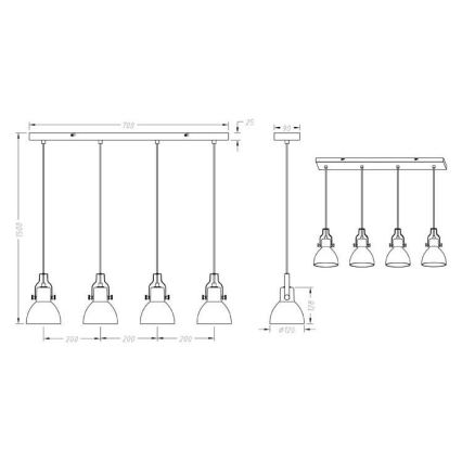 Trio - Hanglamp aan een koord GINELLI 4xE14/28W/230V