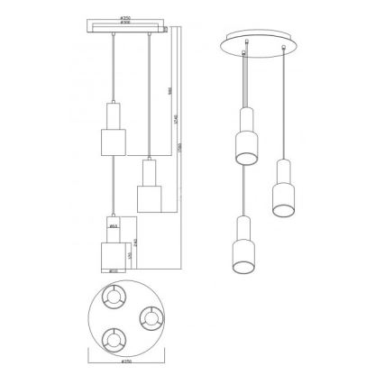 Trio - Hanglamp aan een koord WAILER 3xGU10/5W/230V grijs