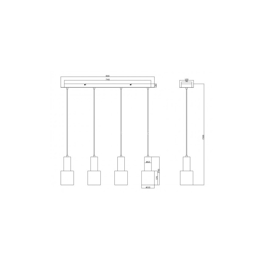 Trio - Hanglamp aan een koord WAILER 4xGU10/5W/230V grijs