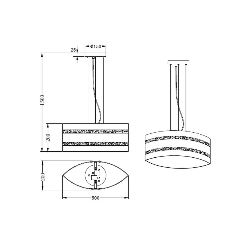 Trio - Hanglamp aan kabel NIKOSIA 2xE27/40W/230V zilver