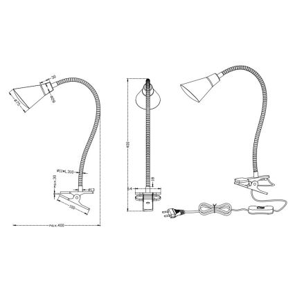 Trio - Lampe à pince LED PRETO LED/4,1W/230V