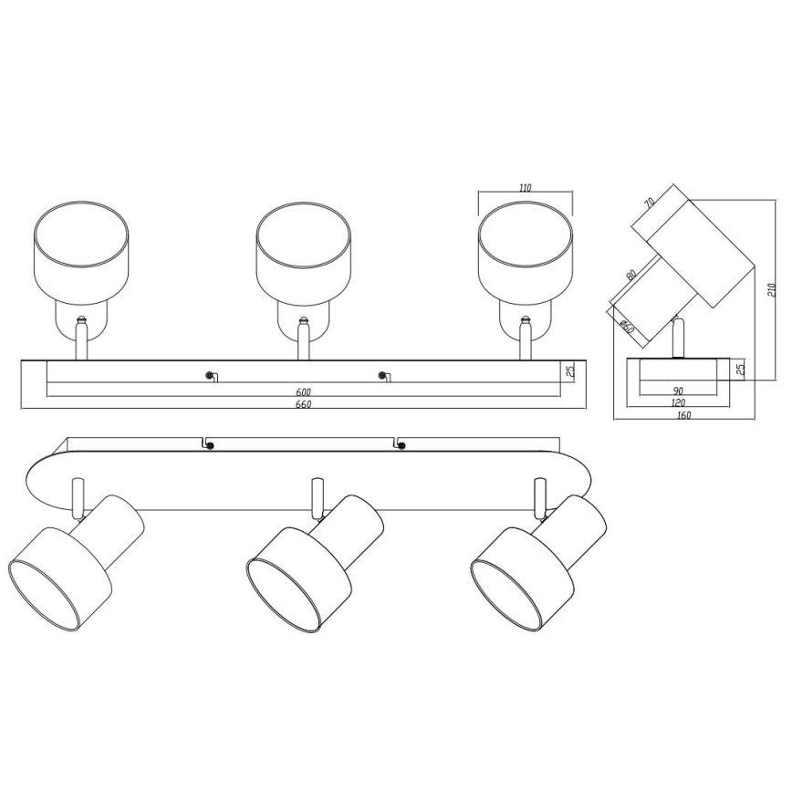 Trio - Spot WAILER 3xGU10/5W/230V mat chroom