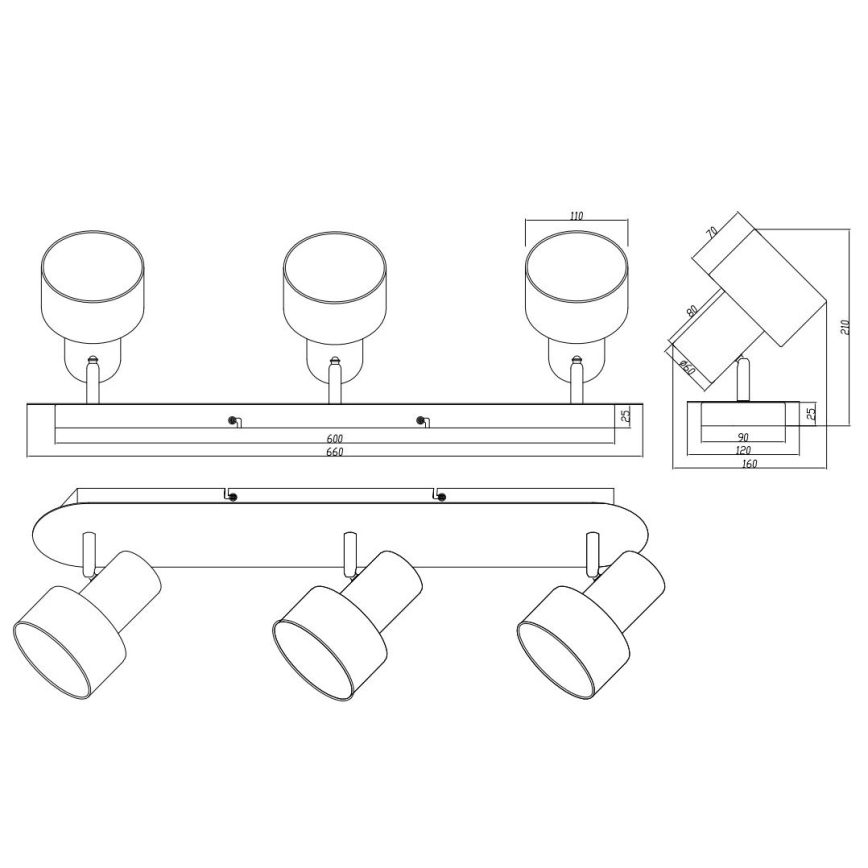 Trio - Spot WAILER 3xGU10/5W/230V zwart