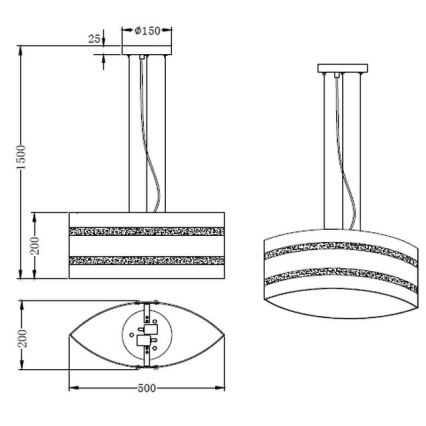 Trio - Suspension filaire NIKOSIA 2xE27/40W/230V argent