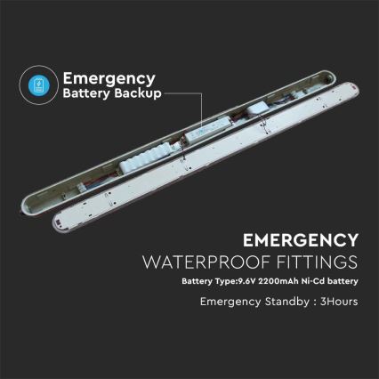 Tube fluorescent industriel avec module d'urgence EMERGENCY LED/36W/230V 6500K 120cm IP65