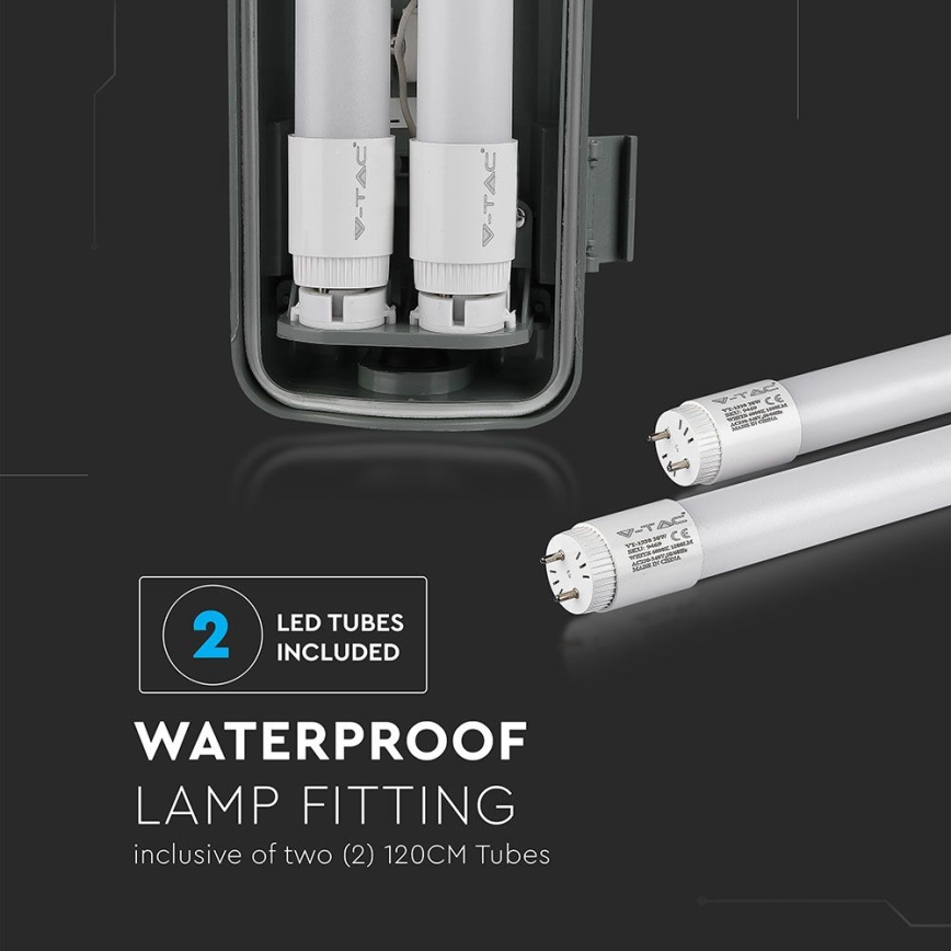 Tube fluorescent industriel LED T8 2xG13/22W/230V IP65 6400K 156 cm