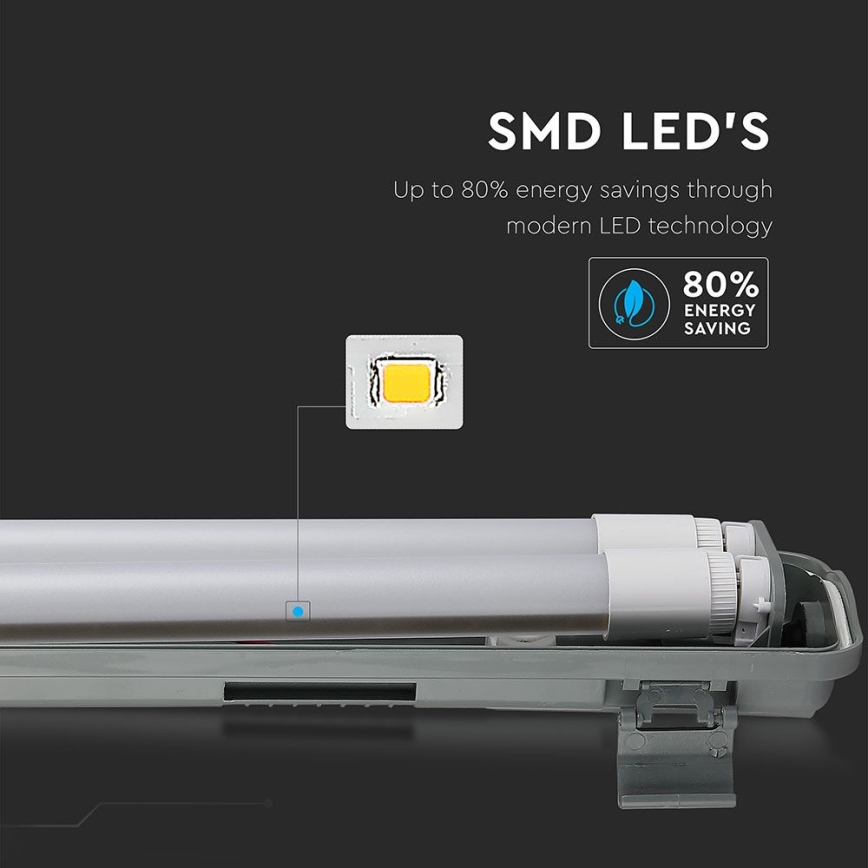 Tube fluorescent industriel LED T8 2xG13/22W/230V IP65 6400K 156 cm