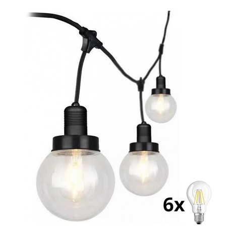 Tuin hanglamp PREMIUM STRING 3m 6xE27/60W/230V IP65