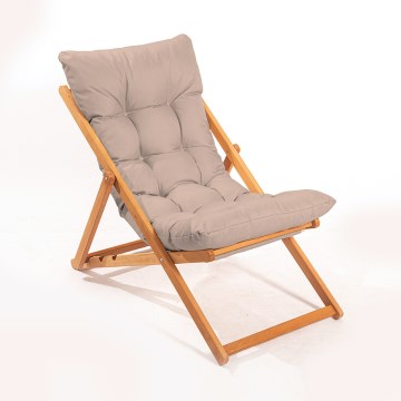 Tuinligstoel beige/beukenhout