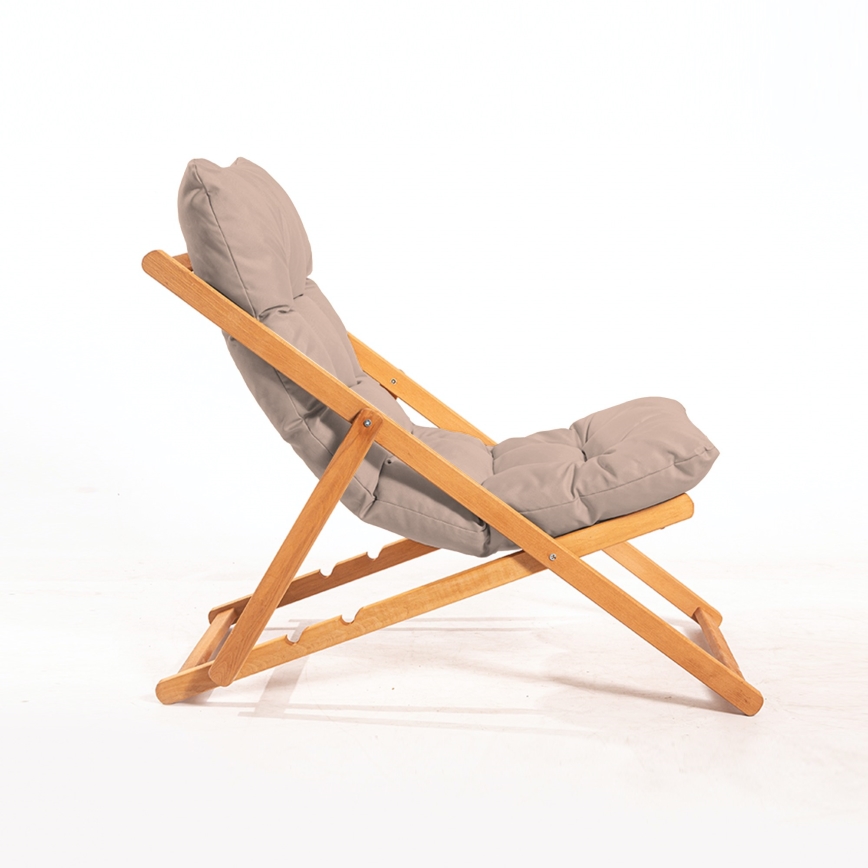 Tuinligstoel beige/beuk